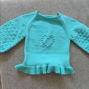 SHEIN Kids Aqua Sweater with Heart Design
